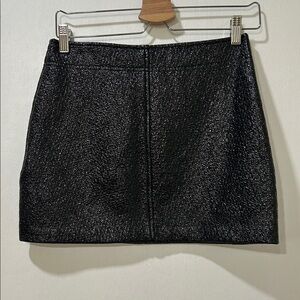 ZARA BLACK FAUX CROCODILE LEATHER MINI SKIRT WOMEN Sz SMALL